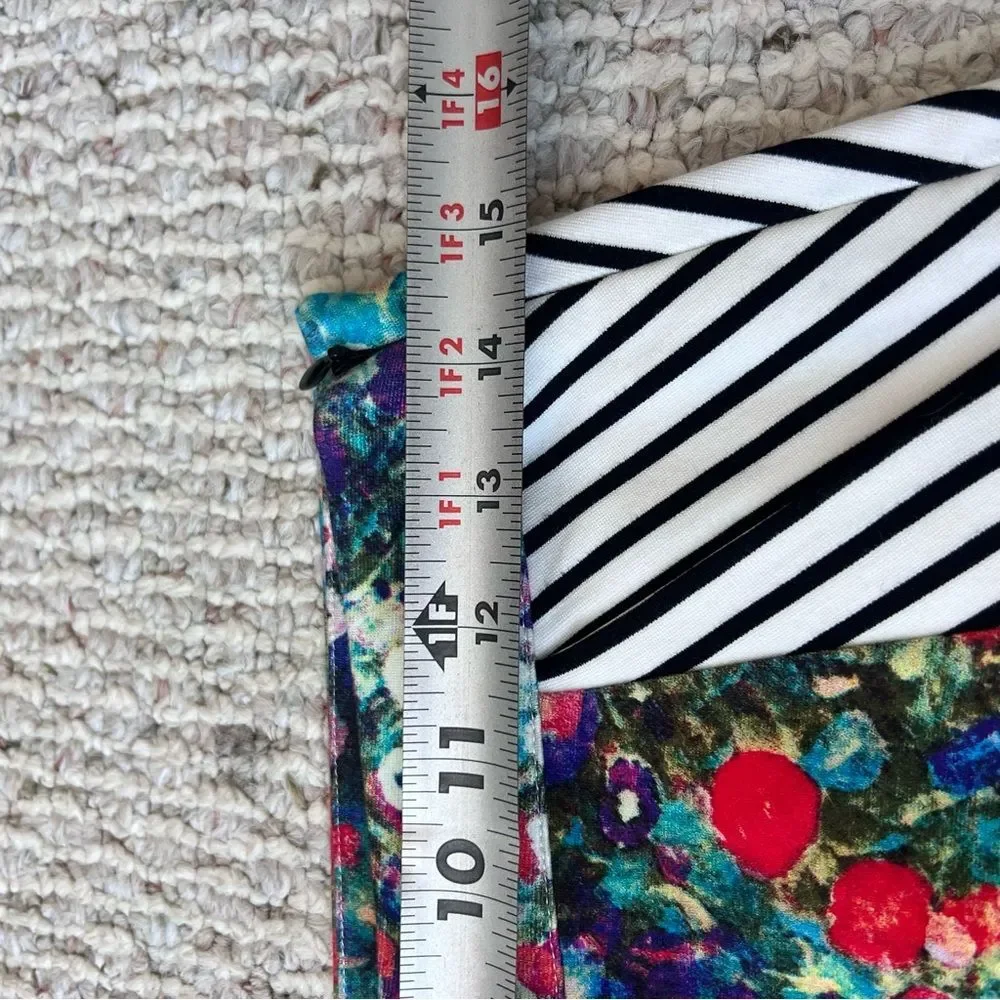 Anthropologie Tabitha Floral Watercolor Striped Pencil Skirt
